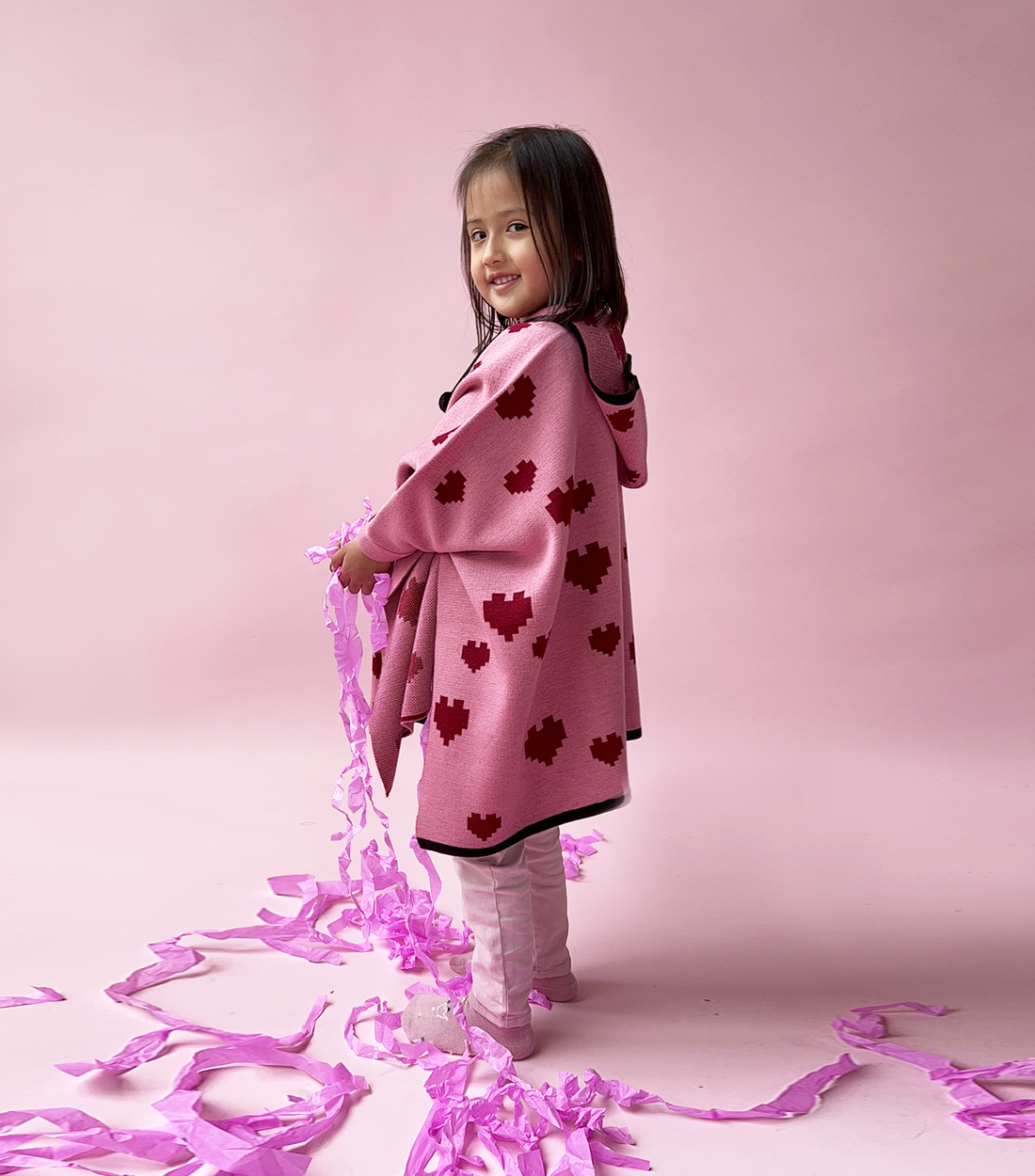 Mini Poncho Cuore Rosa Juana Gomez